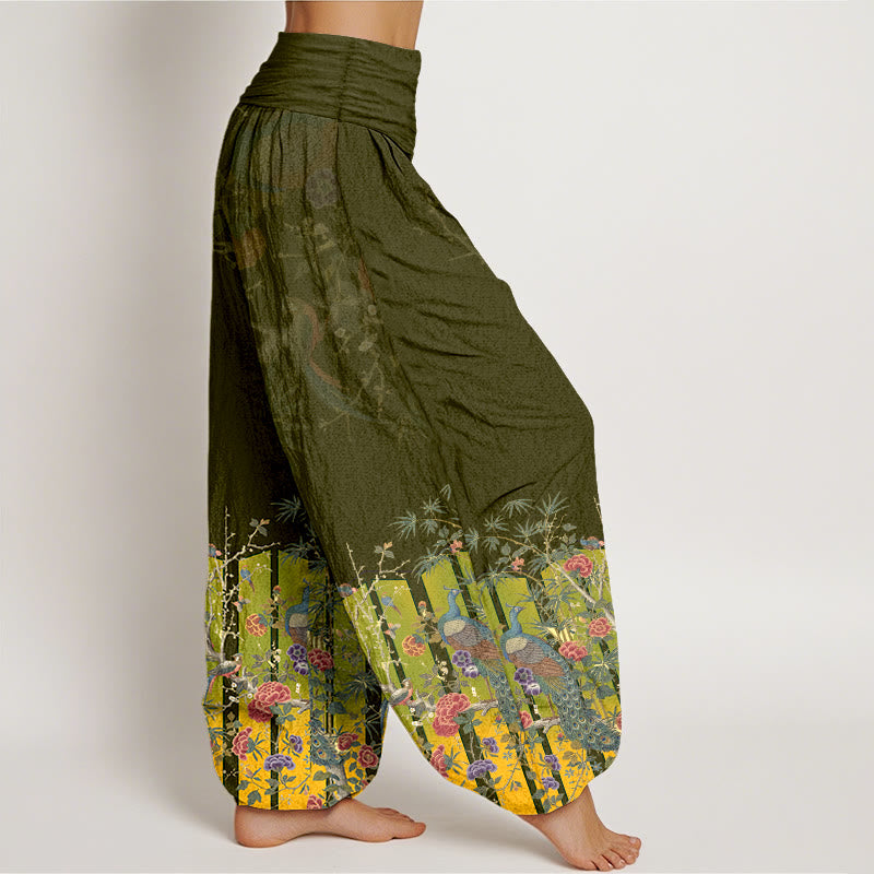 Buddha Stonesコットン ゴージャス ピーコックフラワー柄 レディース 伸縮性ウエスト ハーレムパンツ - image 10