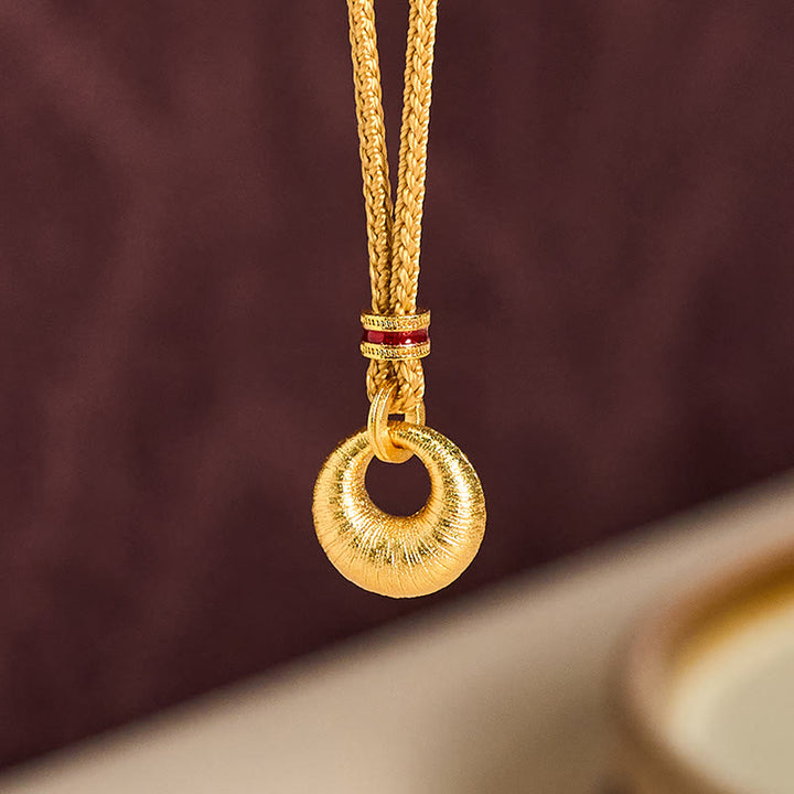 Buddha Stones24K 金メッキ 銅製平和のお守りチャームテクスチャ 富のネックレス ペンダント - image 10