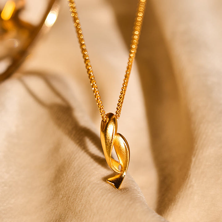 Buddha Stonesダブル鯉24Kゴールドメッキ 真鍮チェーン 富のネックレスペンダント - image 3