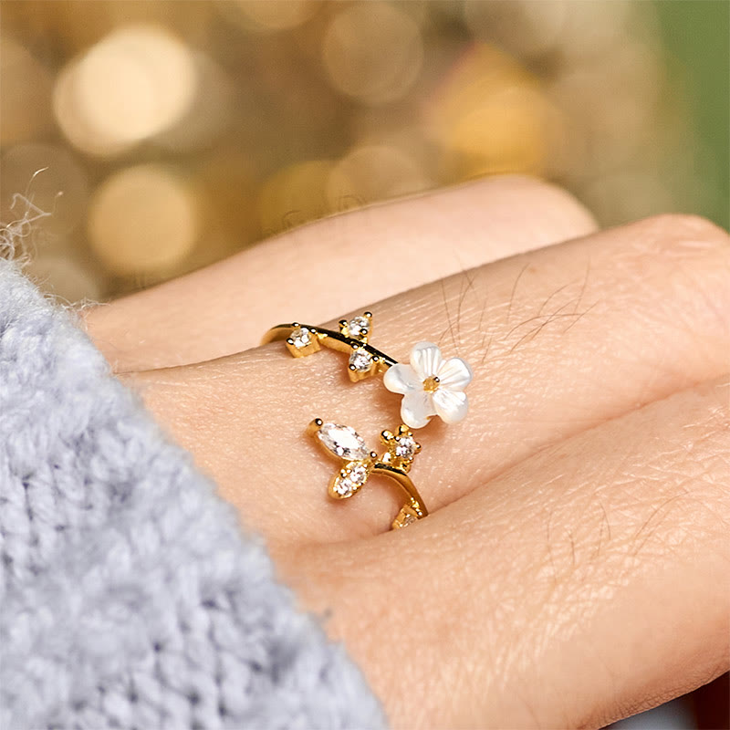 Buddha Stones925スターリングシルバー ホワイトフラワーデザイン 調節可能な良縁祈願リング - image 20