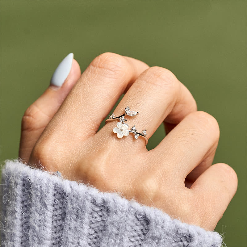 Buddha Stones925スターリングシルバー ホワイトフラワーデザイン 調節可能な良縁祈願リング - image 15