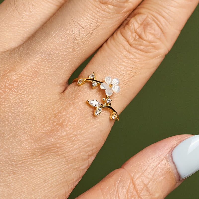 Buddha Stones925スターリングシルバー ホワイトフラワーデザイン 調節可能な良縁祈願リング - image 21