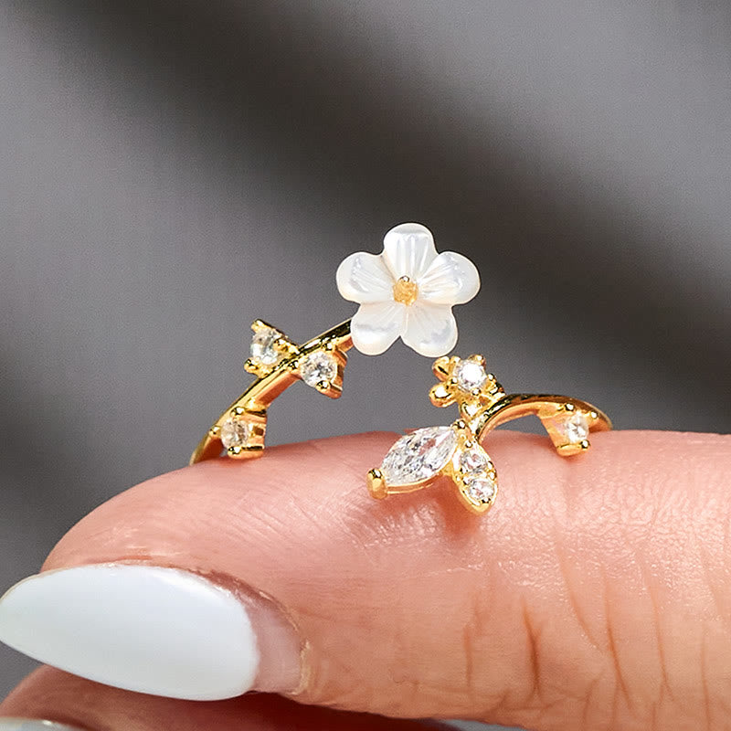 Buddha Stones925スターリングシルバー ホワイトフラワーデザイン 調節可能な良縁祈願リング - image 19