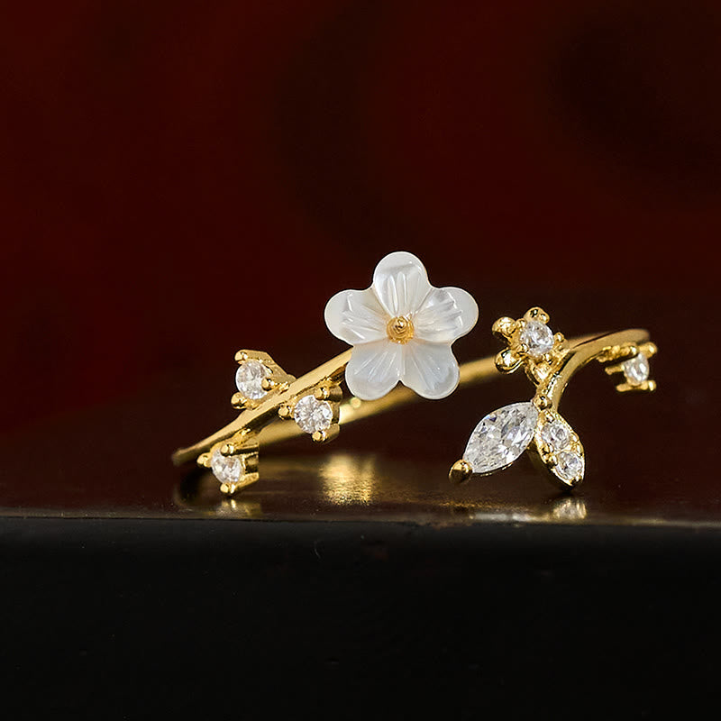 Buddha Stones925スターリングシルバー ホワイトフラワーデザイン 調節可能な良縁祈願リング - image 18