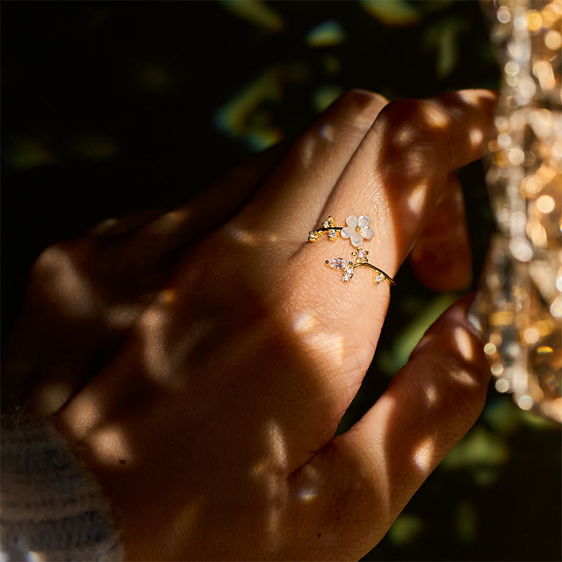 Buddha Stones925スターリングシルバー ホワイトフラワーデザイン 調節可能な良縁祈願リング - image 24