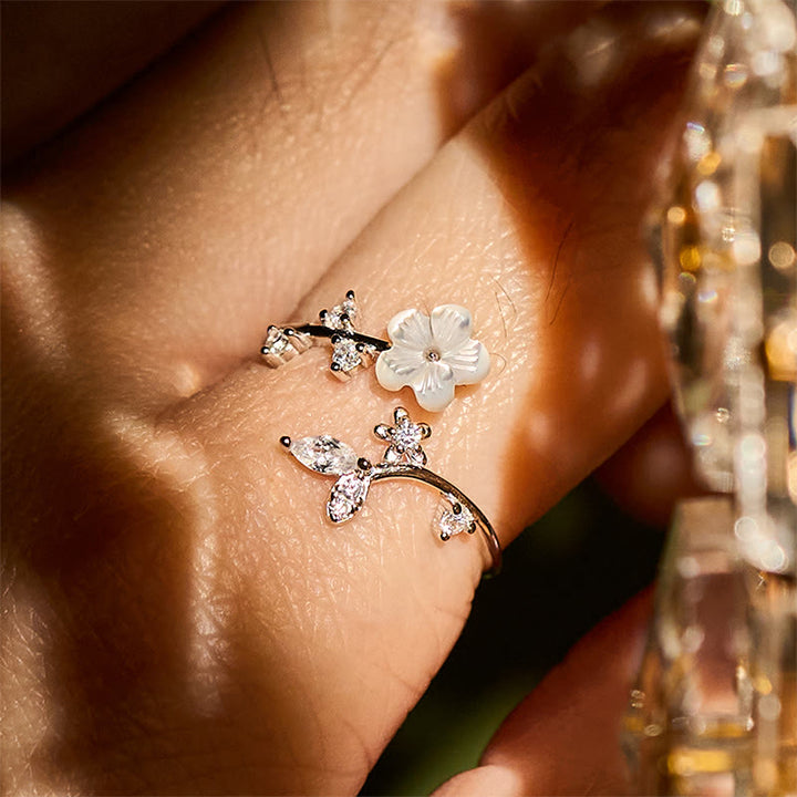 Buddha Stones925スターリングシルバー ホワイトフラワーデザイン 調節可能な良縁祈願リング - image 16