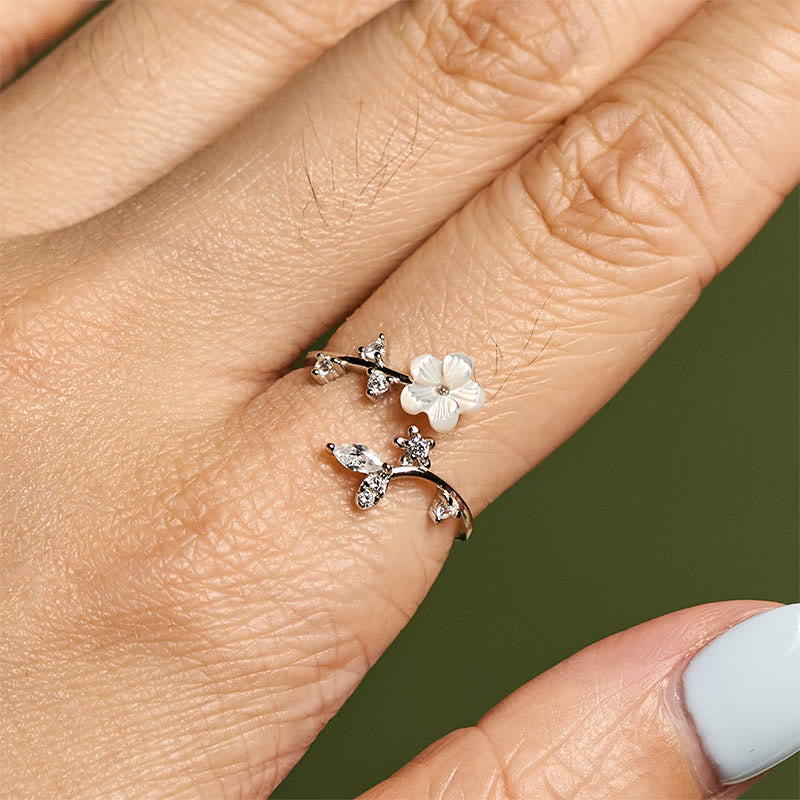 Buddha Stones925スターリングシルバー ホワイトフラワーデザイン 調節可能な良縁祈願リング - image 14