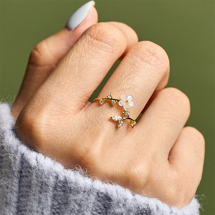 Buddha Stones925スターリングシルバー ホワイトフラワーデザイン 調節可能な良縁祈願リング - image 22