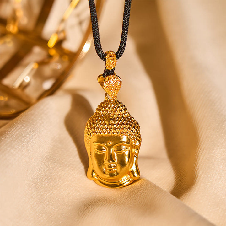 Buddha Stones24Kゴールドメッキ 真鍮製 仏陀のシンボル 編み込みコード セレニティネックレスペンダント - image 8