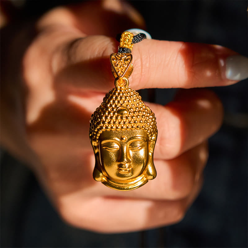 Buddha Stones24Kゴールドメッキ 真鍮製 仏陀のシンボル 編み込みコード セレニティネックレスペンダント - image 2