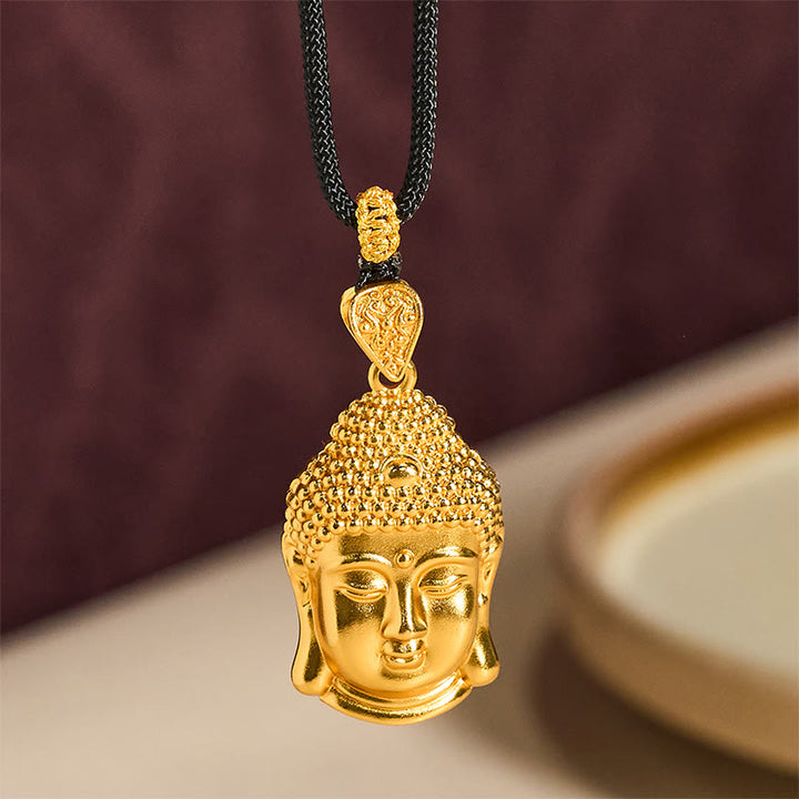Buddha Stones24Kゴールドメッキ 真鍮製 仏陀のシンボル 編み込みコード セレニティネックレスペンダント - image 7