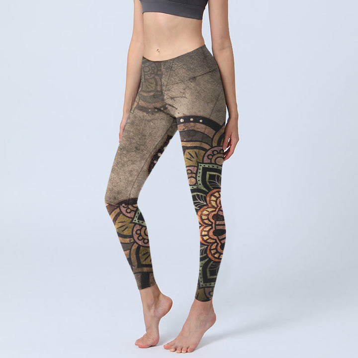 Buddha Stones曼荼羅プリントデザインジムレギンスレディースヨガパンツ - ダークグレー - US18、 UK/AU22、 EU50 (4XL) - image 0