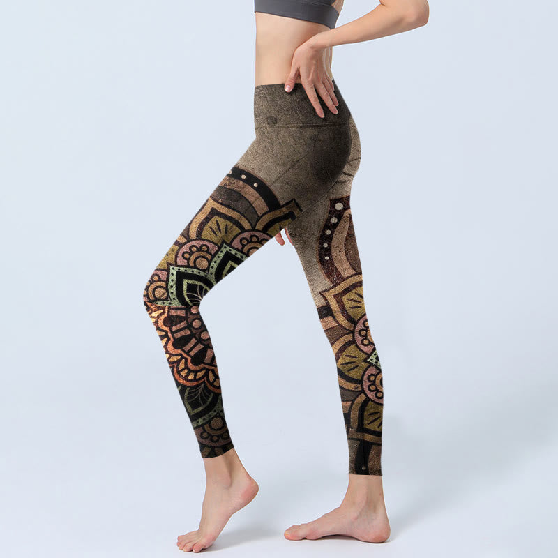 Buddha Stones曼荼羅プリントデザインジムレギンスレディースヨガパンツ - image 2