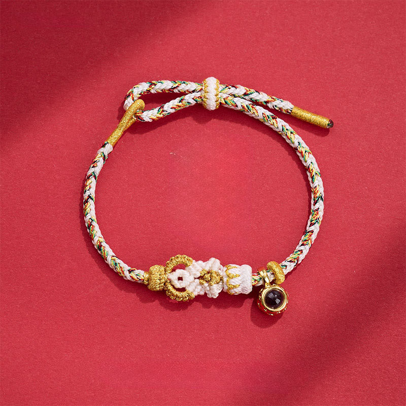 Buddha Stonesの紐状の投影石の手編みの仏結びのつながりのブレスレット - ホワイト（手首周り：14～23cm） - image 8