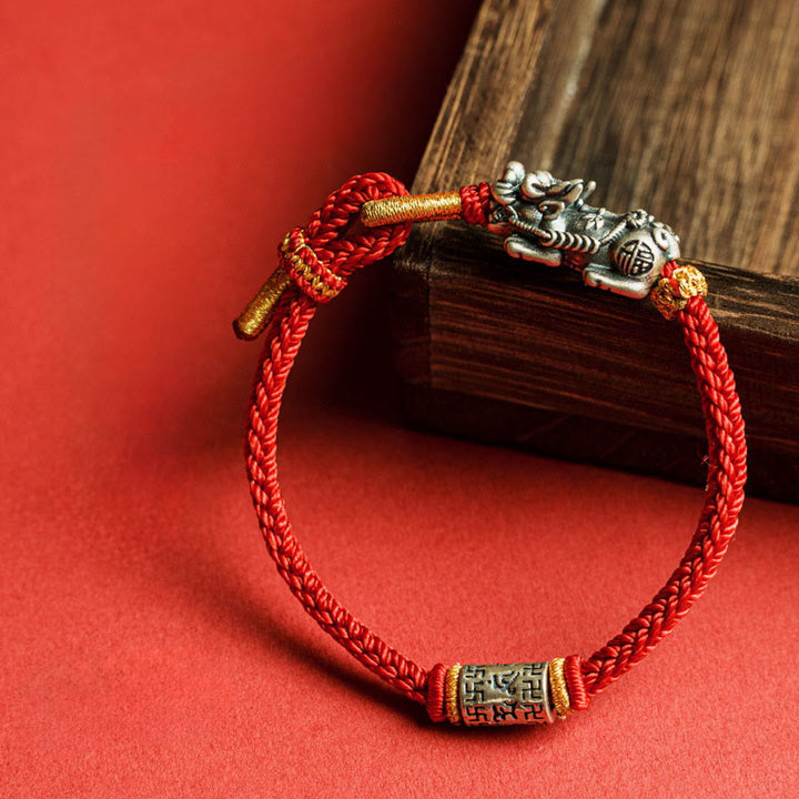 Buddha Stones925 スターリングシルバーPiXiuオーム・マニ・パドメ・フム守護紐ブレスレット - image 3