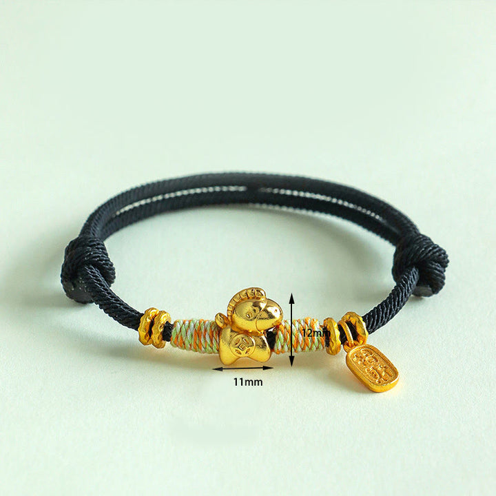 Buddha Stones馬年赤紐黒糸幸運繁栄のお守り 編み込み 繋がり ブレスレット - image 14