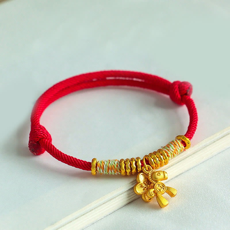 Buddha Stones馬年の花チャーム赤紐のつながり ハンドメイドブレスレット - image 2