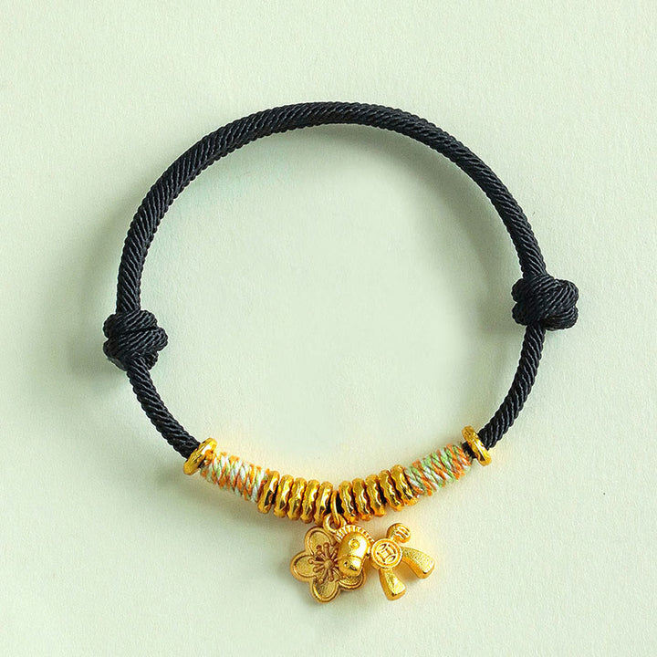 Buddha Stones馬年の花チャーム赤紐のつながり ハンドメイドブレスレット - 黒色の紐（手首周り：15～19cm） - image 12