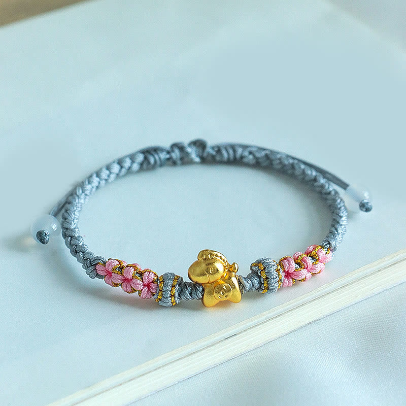 Buddha Stones馬年 マルチカラー 紐 桃の花結び赤紐幸運ブレスレット - image 19