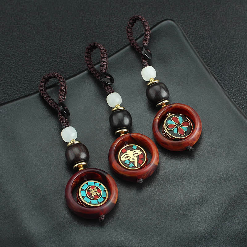 Buddha Stones黒檀四つ葉のクローバー 仏陀の目 平和 回転式キーチェーン - image 13