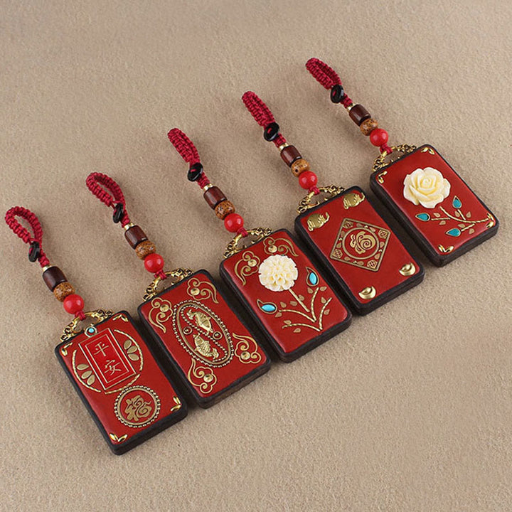 Buddha Stones、黒檀の花、鯉、風のキャラクターボタンロープキーホルダー - image 20