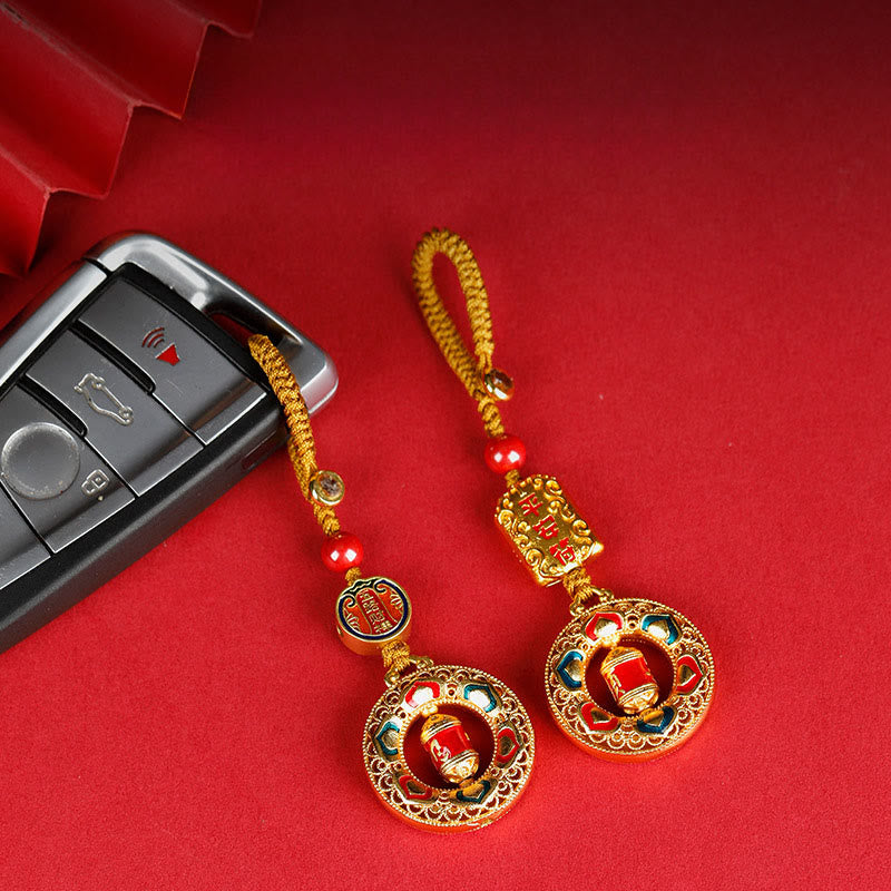 Buddha Stones銅製祈祷ホイール五方向 富の神 バランス 回転式キーチェーン - image 9