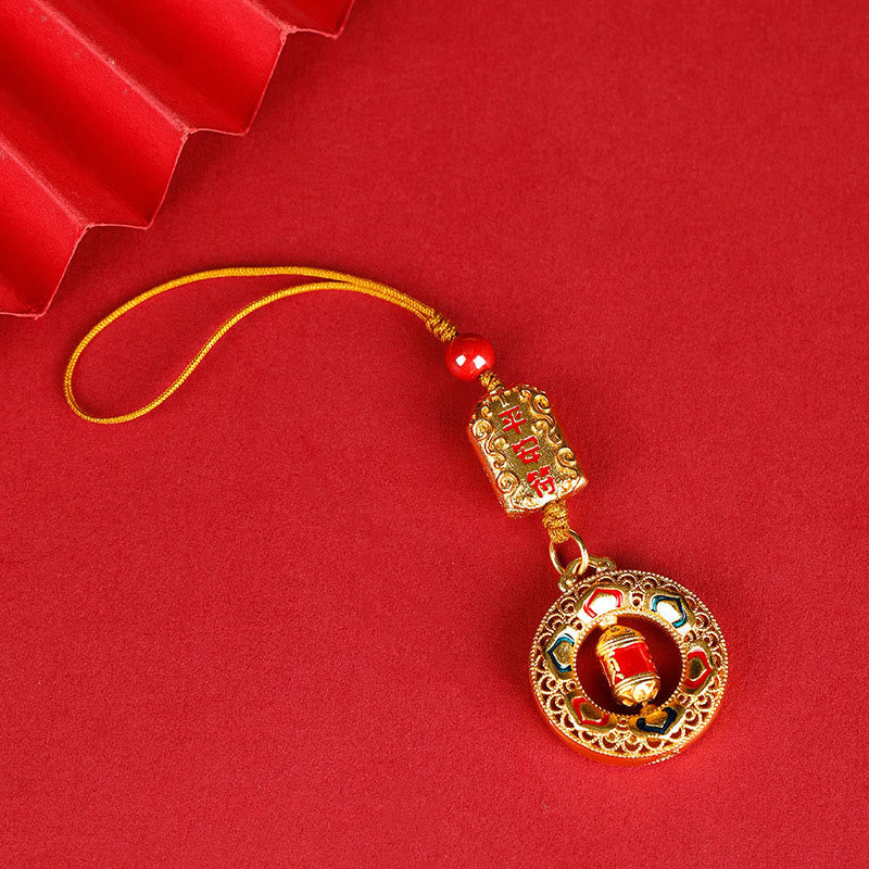 Buddha Stones銅製祈祷ホイール五方向 富の神 バランス 回転式キーチェーン - 平和のお守り - レギュラーロープ - image 8