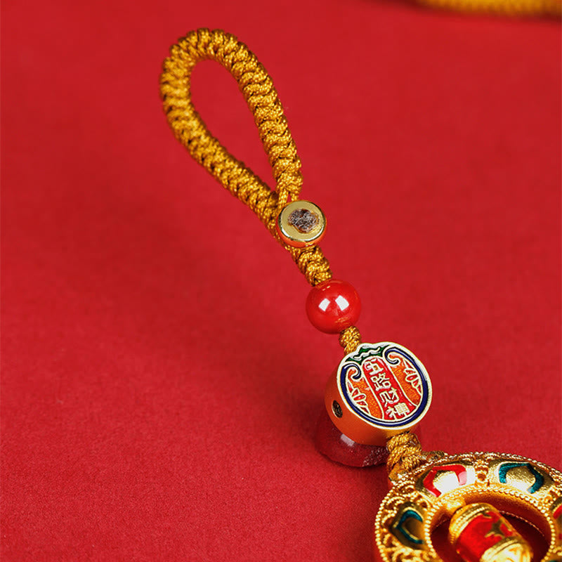 Buddha Stones銅製祈祷ホイール五方向 富の神 バランス 回転式キーチェーン - image 2