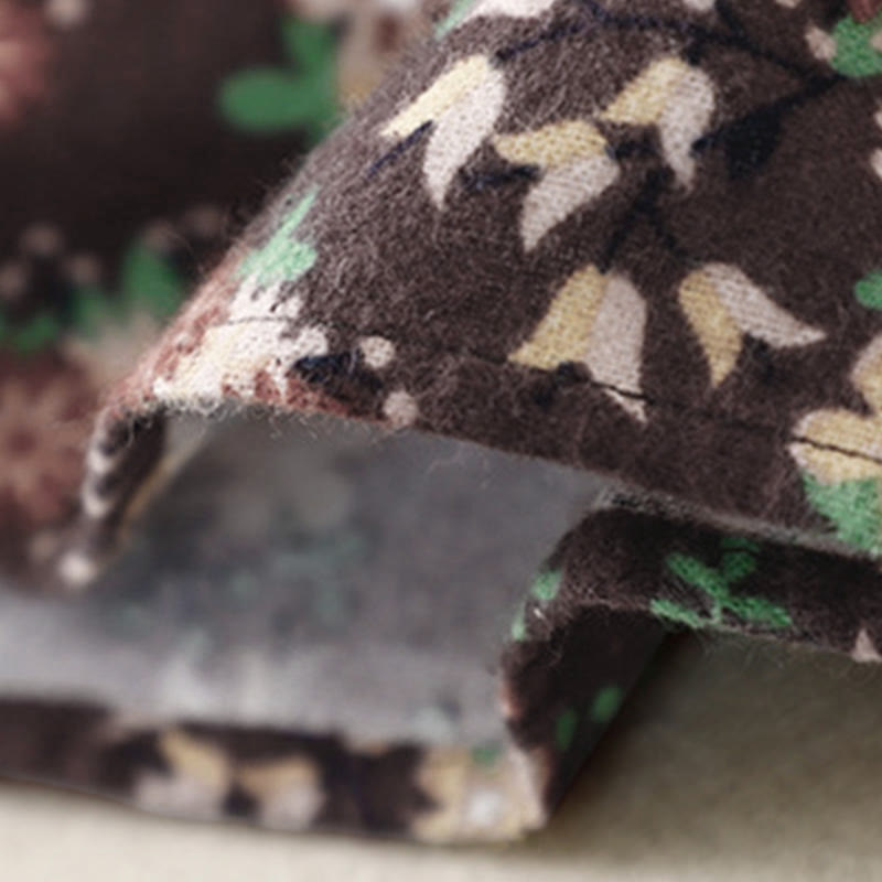 Buddha Stones秋の花柄プリント ボタンダウンデザイン レディース コットン 長袖シャツ - image 28