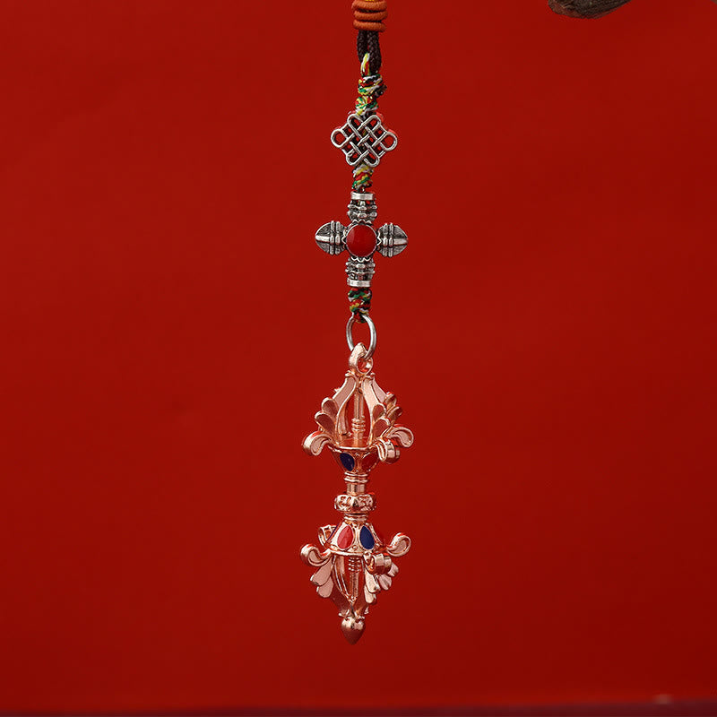 Buddha Stones金剛杵 悟りのロープ キーチェーン - ローズゴールド - image 4