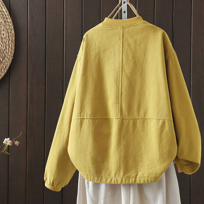 Buddha Stones秋冬 ボタンダウン レディース コットン 長袖 アウタージャケット ポケット付き - image 8