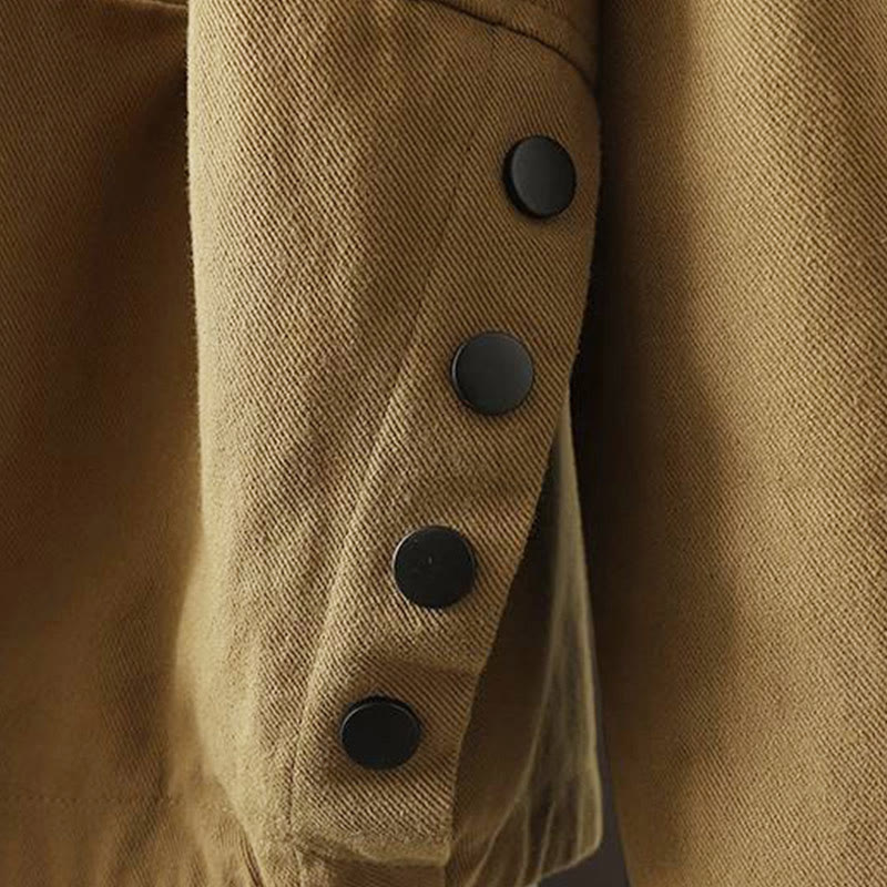 Buddha Stones秋冬 ボタンダウン レディース コットン 長袖 アウタージャケット ポケット付き - image 23