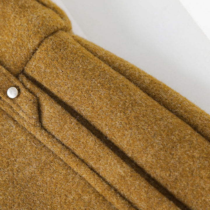 Buddha Stonesプレーンボタンコットン厚手ウールレディースワイドレッグパンツ（ポケット付き） - image 8