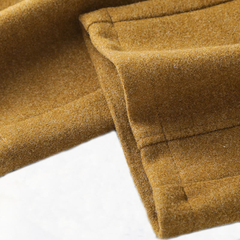 Buddha Stonesプレーンボタンコットン厚手ウールレディースワイドレッグパンツ（ポケット付き） - image 11