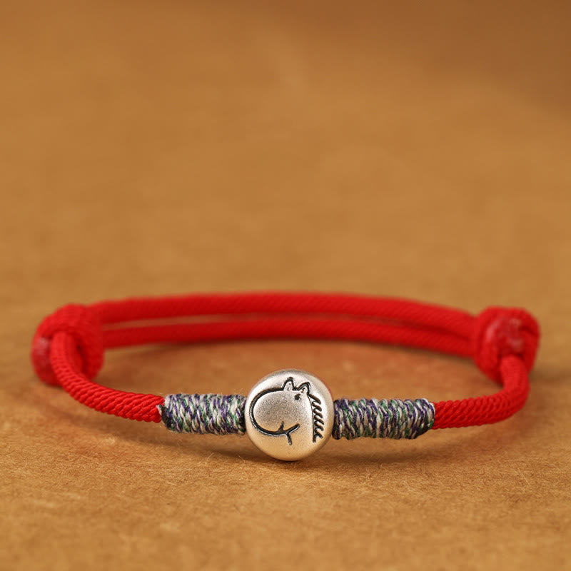 Buddha Stones999スターリングシルバー 馬年 十二支 紐編み幸運ブレスレット - 馬の赤紐 - 19～23cm - image 35