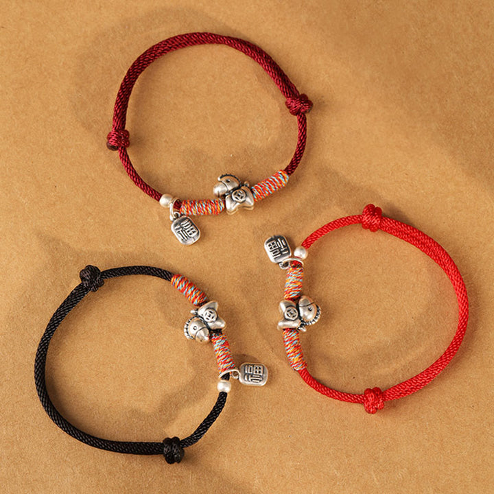 Buddha Stones999スターリングシルバー 馬年福文字チャームストリング編み込み幸運ブレスレット - image 20