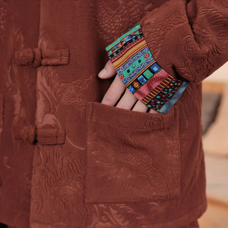 Buddha Stones 2点セット 秋冬 メンズ 唐装 ドラゴン カエルボタン コットン 長袖 ジャケット パンツ セット - image 19