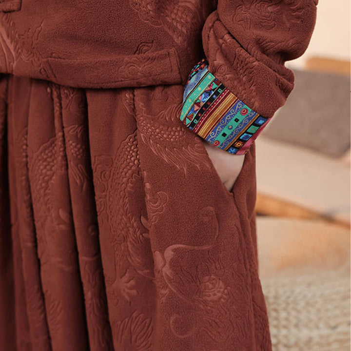 Buddha Stones 2点セット 秋冬 メンズ 唐装 ドラゴン カエルボタン コットン 長袖 ジャケット パンツ セット - image 20