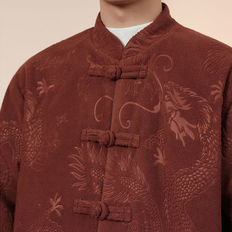 Buddha Stones 2点セット 秋冬 メンズ 唐装 ドラゴン カエルボタン コットン 長袖 ジャケット パンツ セット - image 18