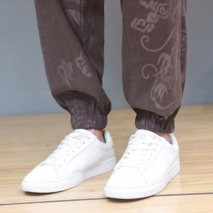 Buddha Stones 2点セット 秋冬 メンズ 唐装 ドラゴン カエルボタン コットン コーデュロイ 長袖 ジャケット パンツ セット ポケット付き - image 11