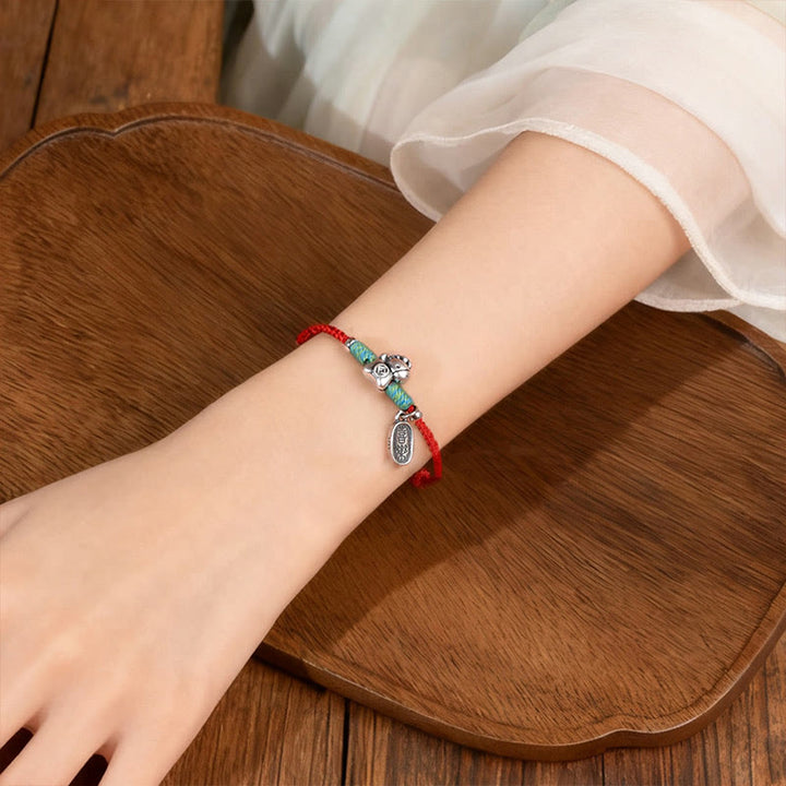 Buddha Stones999スターリングシルバー 馬年 925スターリングシルバー 平和と喜びのチャームストリング 編み込み幸運ブレスレットアンクレット - image 9