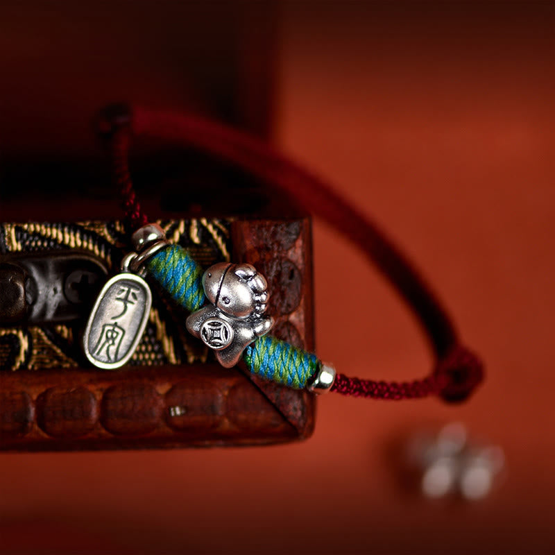 Buddha Stones999スターリングシルバー 馬年 925スターリングシルバー 平和と喜びのチャームストリング 編み込み幸運ブレスレットアンクレット - image 15