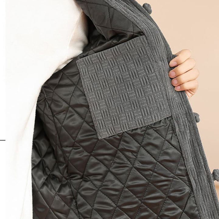 Buddha Stones 2点セット 冬用 無地 メンズ 唐装 カエルボタン コットン 長袖 ジャケット パンツ セット ポケット付き - image 12