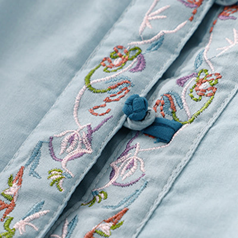 Buddha Stones冬 花刺繍 カエルボタン 長袖 レディース サーマルジャケット - image 3