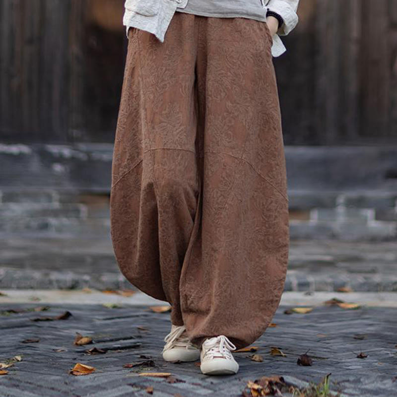 Buddha Stones秋 ジャカード レディース フロッグボタン 長袖シャツ パンツ コットンリネン 衣類 - ブラウンパンツ - US4-6、 UK/AU8-10、 EU36-38 (F) - image 36