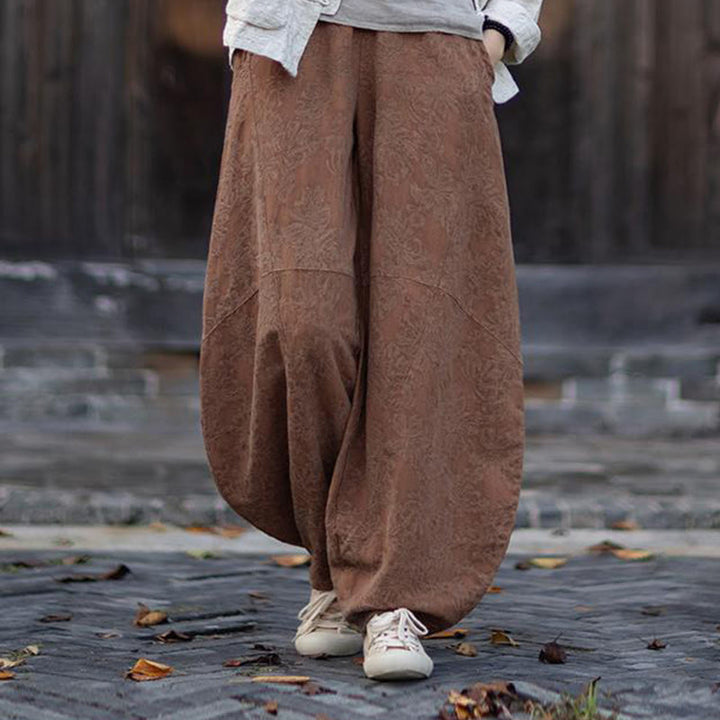 Buddha Stones秋 ジャカード レディース フロッグボタン 長袖シャツ パンツ コットンリネン 衣類 - ブラウンパンツ - US4-6、 UK/AU8-10、 EU36-38 (F) - image 36