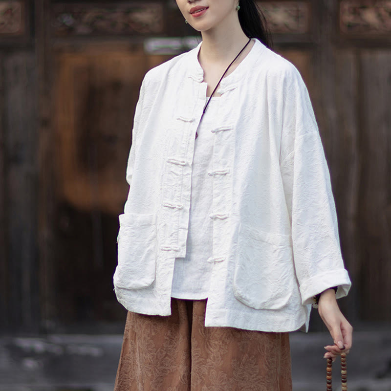 Buddha Stones秋 ジャカード レディース フロッグボタン 長袖シャツ パンツ コットンリネン 衣類 - image 18