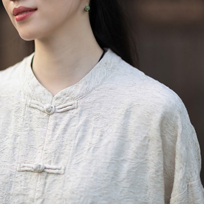 Buddha Stones秋 ジャカード レディース フロッグボタン 長袖シャツ パンツ コットンリネン 衣類 - image 27