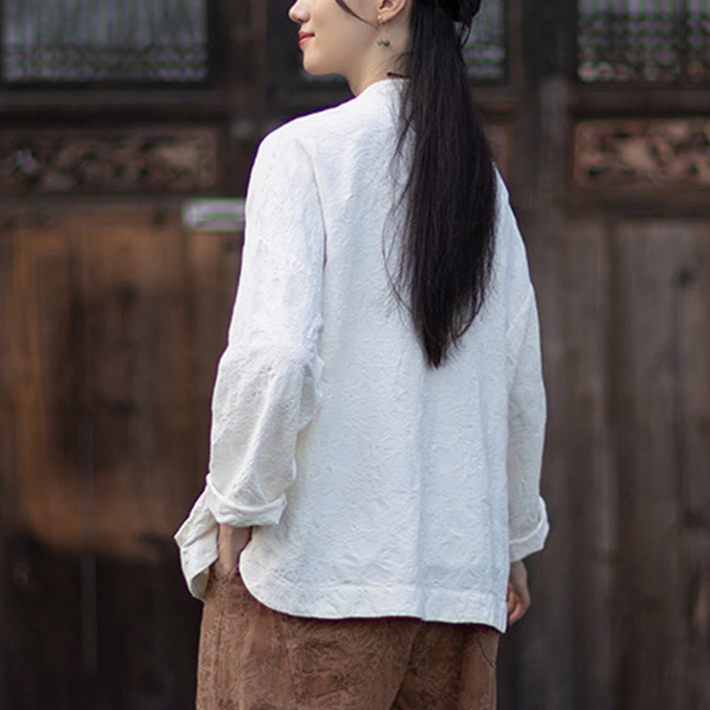 Buddha Stones秋 ジャカード レディース フロッグボタン 長袖シャツ パンツ コットンリネン 衣類 - image 16