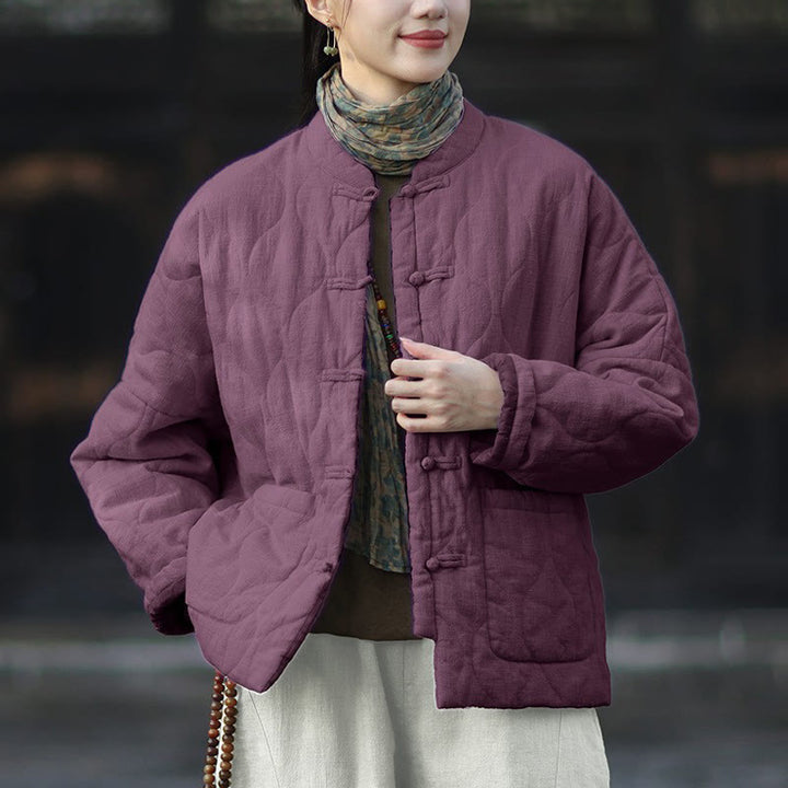 Buddha Stones冬用 カーブライン カエルボタン ラミーコットン 長袖 レディース サーマルジャケット ポケット付き - 紫 - US4-12、 UK/AU8-16、 EU36-44 (F) - image 38